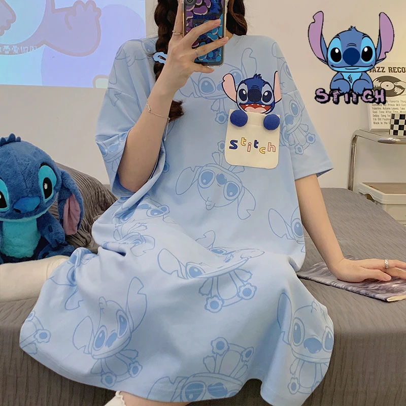 Женская ночная рубашка с коротким рукавом и мультяшным принтом