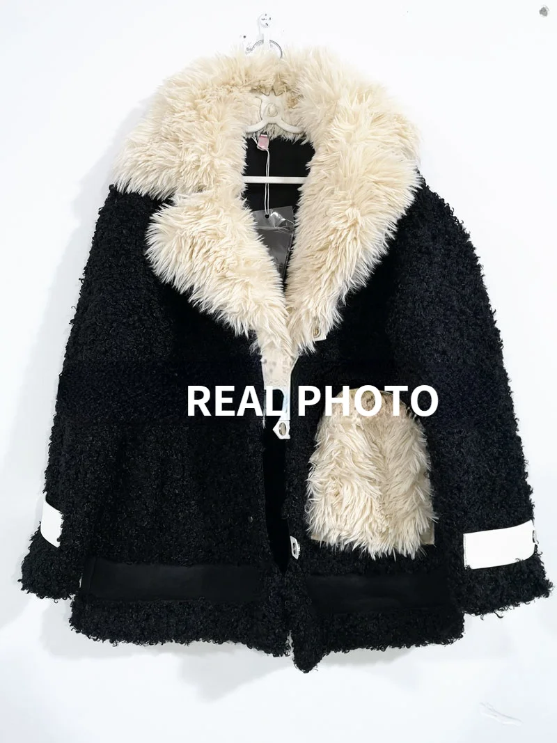 Women 2023 Autumn Winter Fashion Lamb Wool Faux Fur Coat Female Thick Warm Soft Fake Fur Jacket Overcoat Outerwear Luxurious