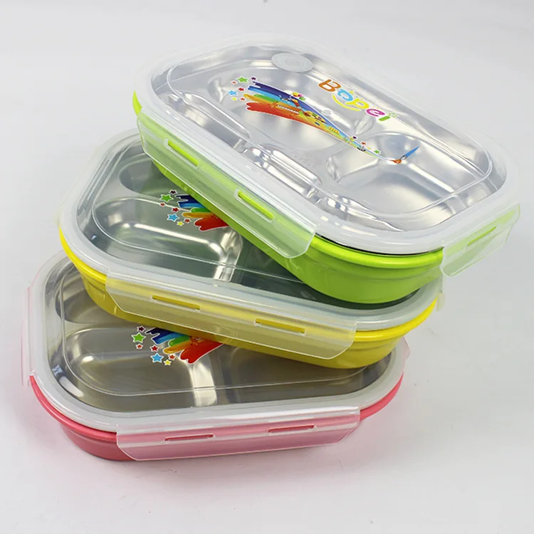 

Water Injection Heating Fast Food 304 Stainless Steel Lunch Box Compartment With Cover Anti-Hot Student Fast Food Bo