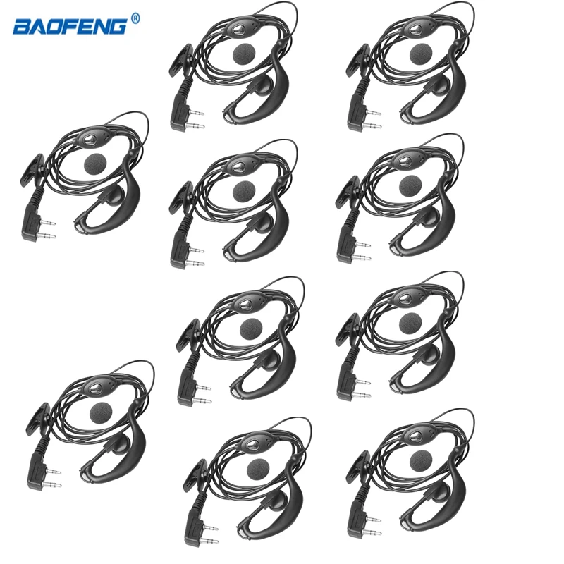 BAOFENG 10PCS 2 Pin Two Way Covert Radio Earpiece For Baofeng BF-888S UV5R/KENWOOD/HYT Walkie Talkie Headset Earphone