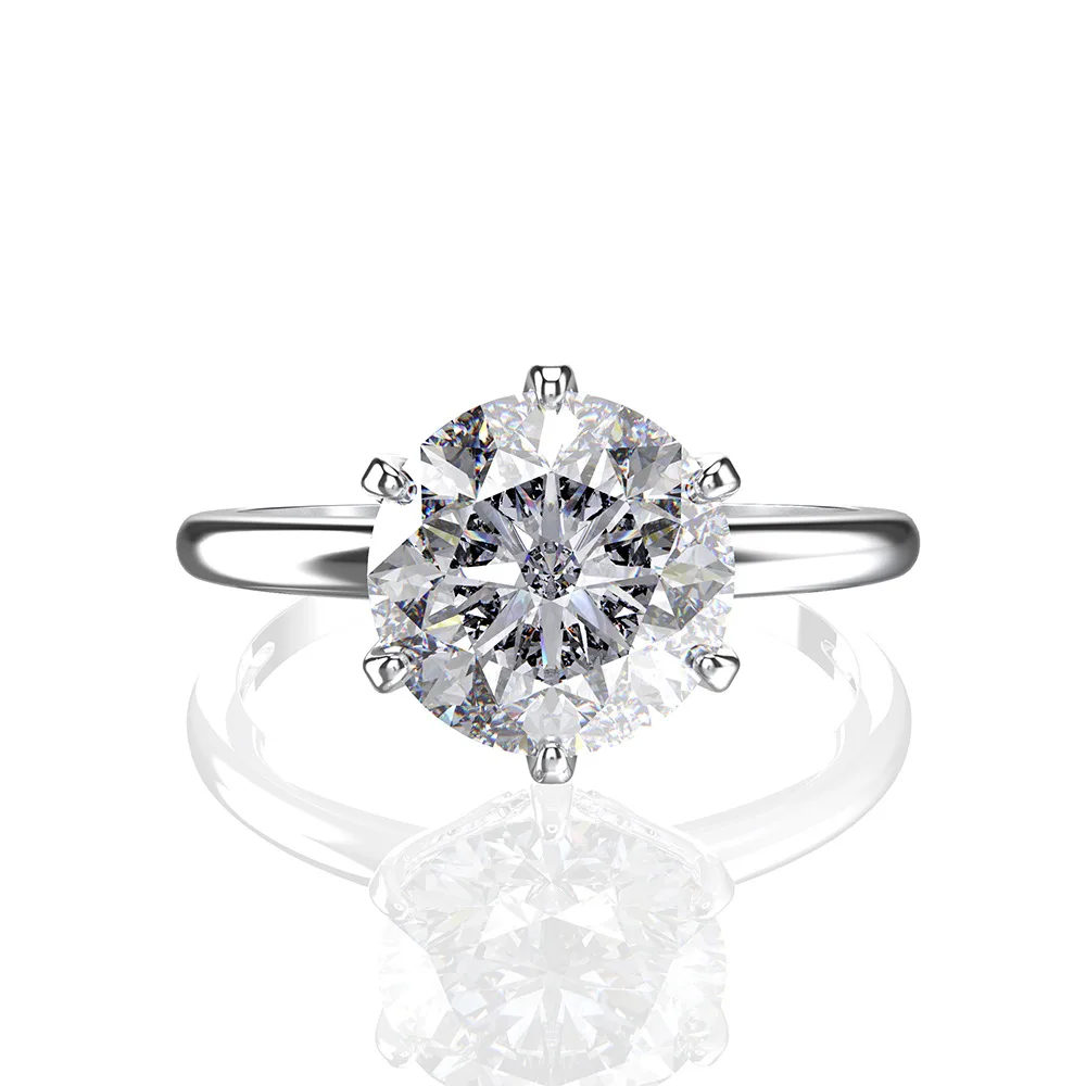 

The new S925 sterling silver ring classic solitaire diamond style atmospheric inlaid 4 carat main diamond jewelry