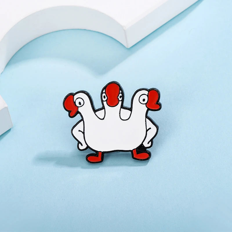 Милые броши с животными трехголовая утка сердце любви большой белый гусь леди