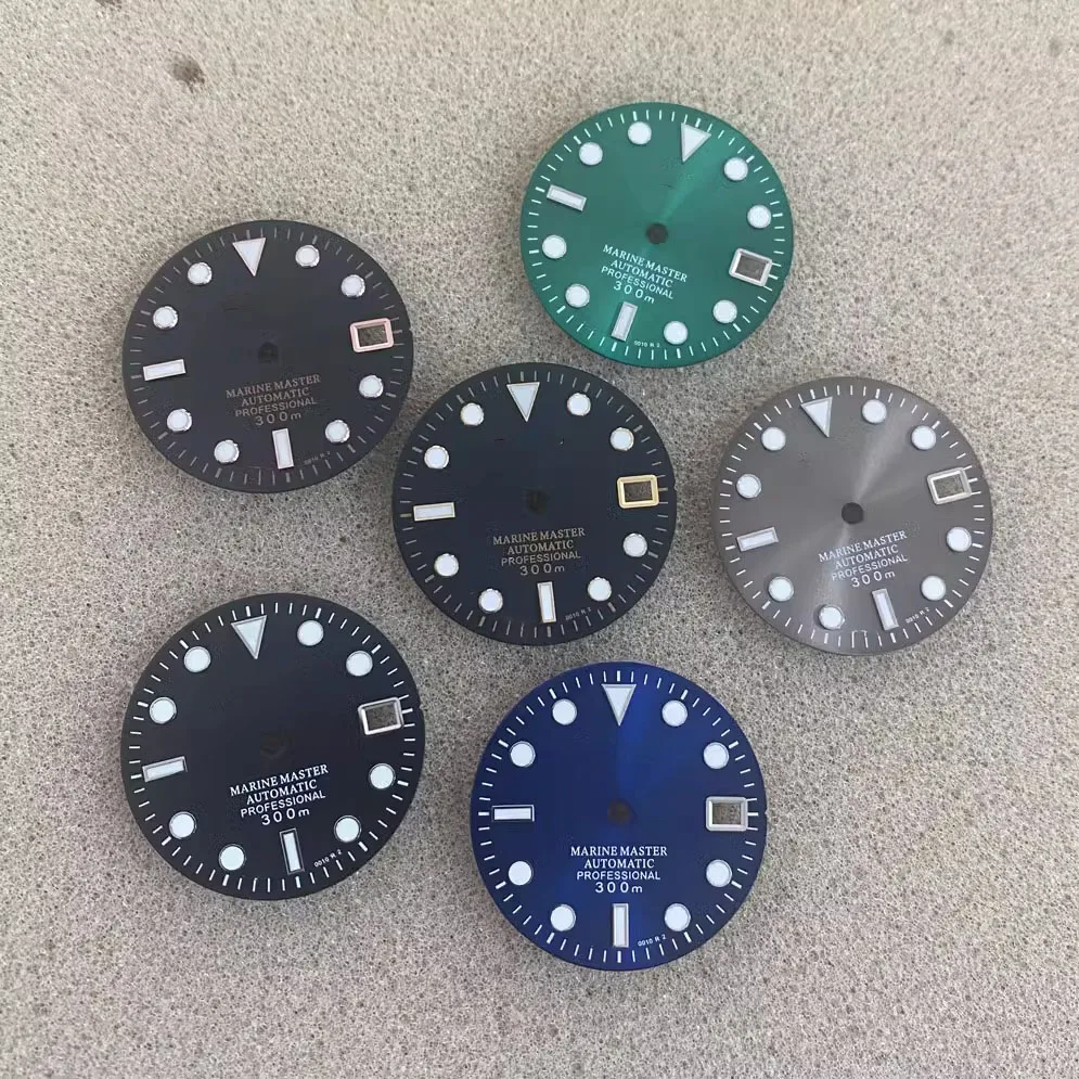 

Black Sunray Dial NH35 Green Luminous S Dial 29mm Blue, Black, Green Grey Dial