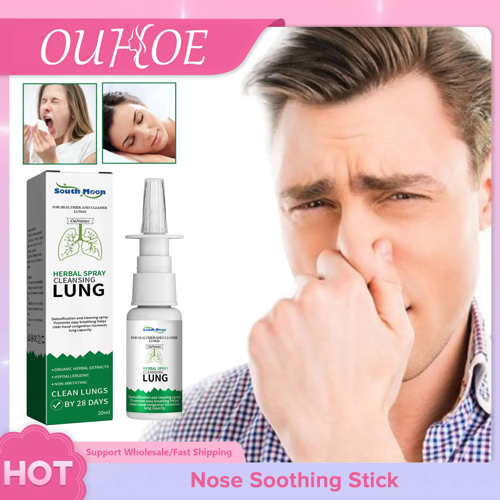 

Lung Cleansing Spray Herbal Relieve Nasal Congestion Anti Snoring Detoxing Nourishing Chronic Rhinitis Sinusitis Treatment Mist
