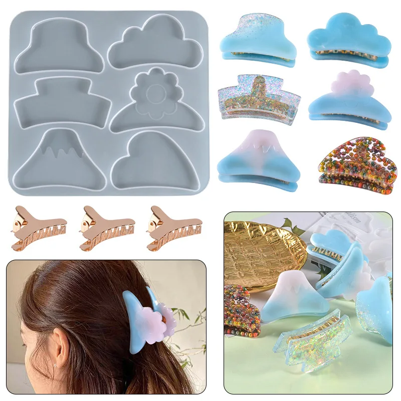 

New Crystal Epoxy Resin Mold Irregular Shape Shark Hairpin Patch Jewelry Silicone Mold Jewelry Findings Hair Wear Tools