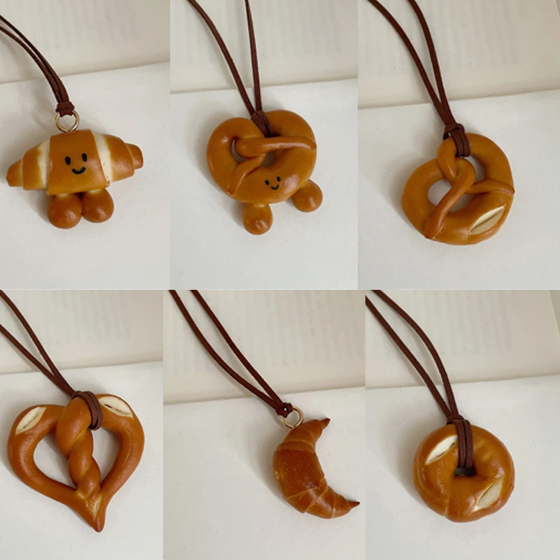 Хлеб ручной работы щелочная вода коровья рога булочка ожерелье для женщин и