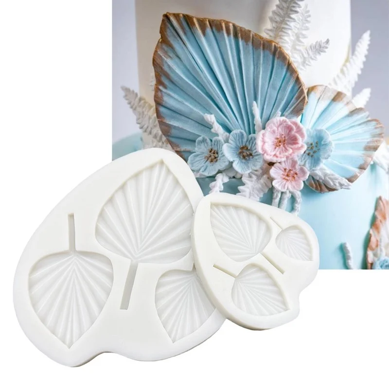 Palm Leaf Silicone Sugarcraft Mold Resin Tools Cupcake Baking Mould Fondant Cake Decorating Fan Modeling |
