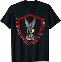 st michael the archangel defend us in battle t shirt short sleeve casual cotton summer t shirts