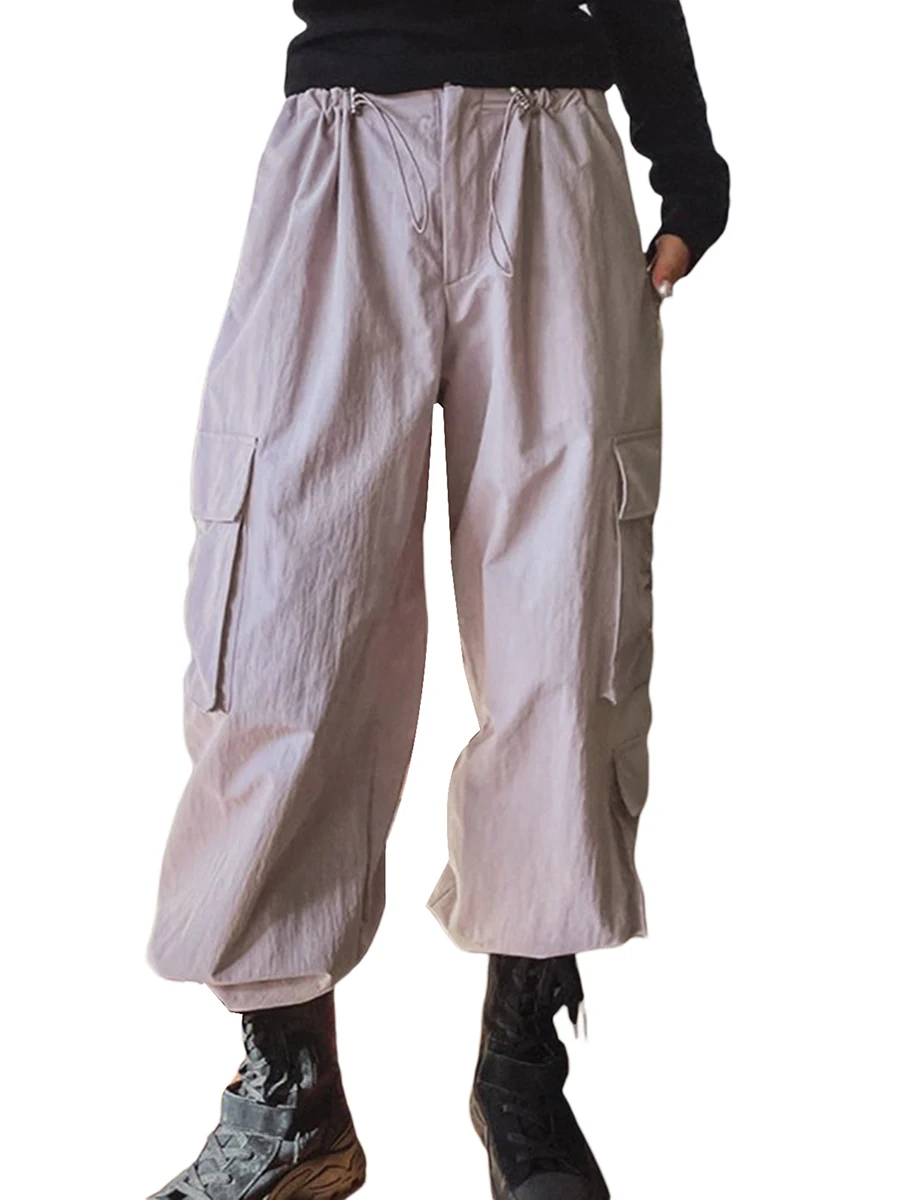

Drawstring Multi-pocket Baggy Pants Fashion Streetwear Spring Women Denim Pants Loose High Waist Cargo Pants Korean Harajuku New