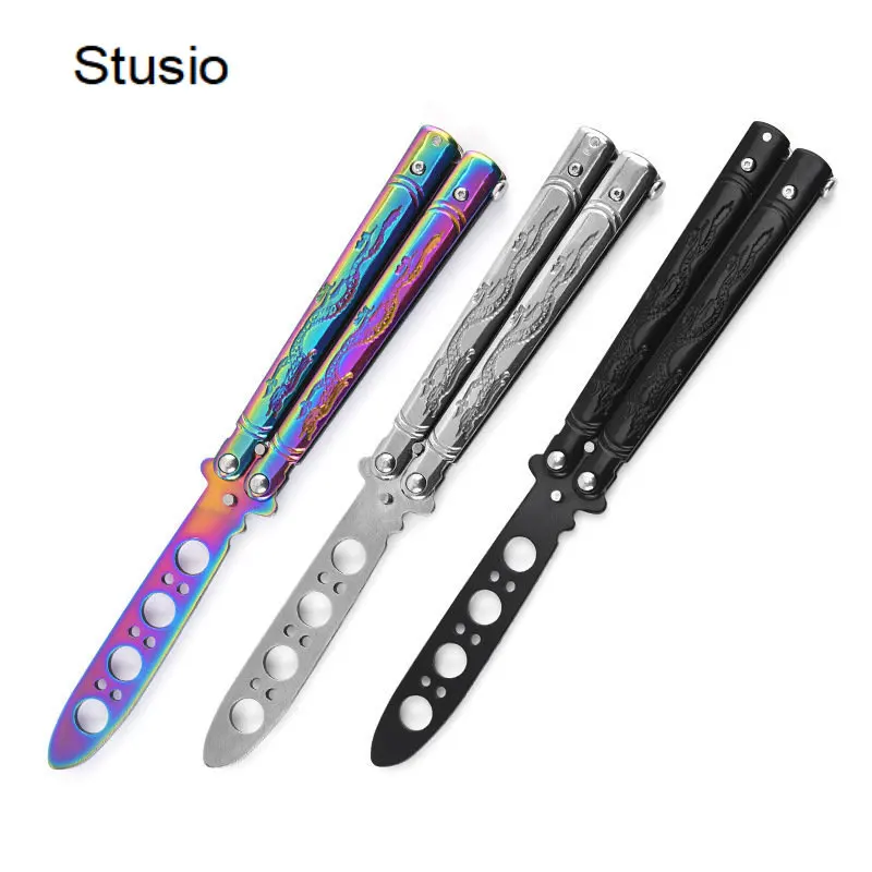 Portable Foldable Butterfly Training Knife CSGO Balisong  Trainer Unedged Stainless Steel  Tool for Outdoor Games