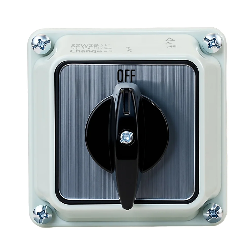 Фото Переключатель ON-OFF-ON 3-позиционный, 20А, 690В AC/DC, с защитным корпусом IP65 для промышленного применения №2