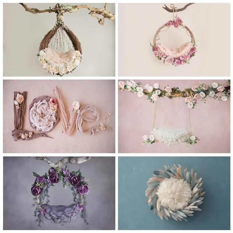 

Newborn Photography Backdrop Baby Birthday Floral Swing Sweet Kids Infant Portrait Photographic Background Photo Studio Props