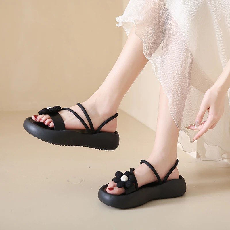 Женские летние сандалии CRLAYDK на платформе пляжные шлепанцы с открытым носком для