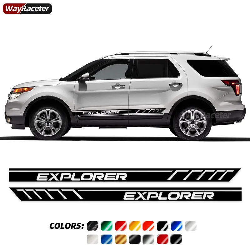 

Наклейка на юбку с боковыми полосками на дверь, 2 шт., Виниловая наклейка с графическим корпусом для Ford Explorer U502 ST, спортивные аксессуары