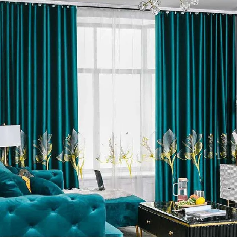 Шторы с вышивкой в виде лилии Роскошные роскошные занавески из королевского