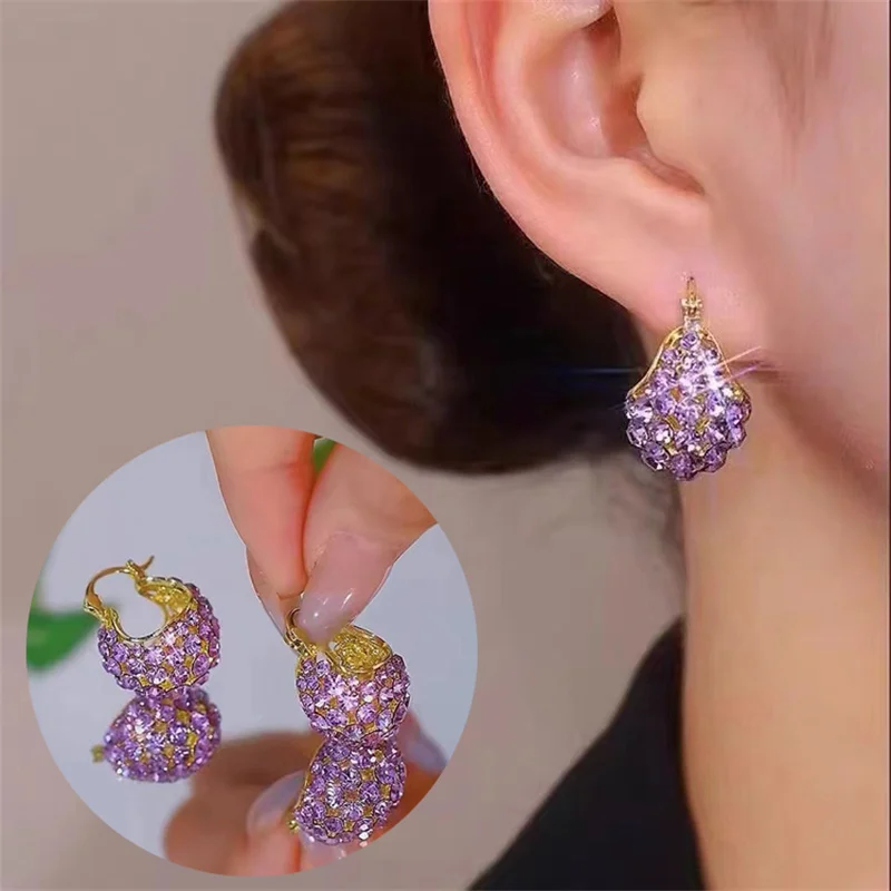 Изысканные фиолетовые длинные серьги с кисточками и кристаллами для женщин