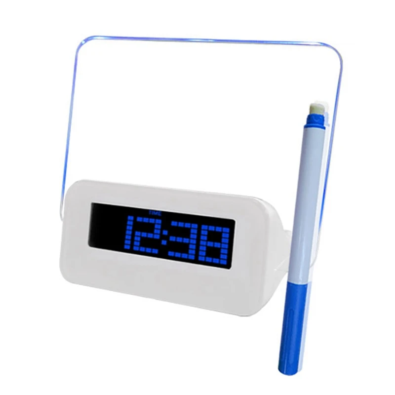 Message Block Board Alarm Clock Temperature Calendar Timer Blue Light