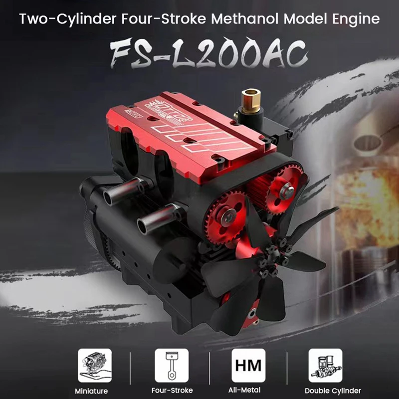 

Двигатель TOYAN FS-L200AC, 4-тактный двигатель с воздушным охлаждением 7Cc 4000-16500 об/мин, встроенный 2-цилиндровый двигатель внутреннего сгорания Nitro