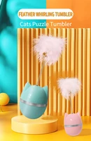 tumbler cat toy interactive fun cat stick cat head feather pet toy 360 %c2%b0 sway puzzle fluffy feather cat supplies tease cats bell