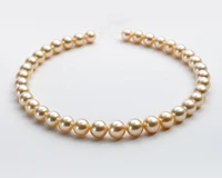 charming 188 9mm natural south sea genuine golden round pearl necklace free shipping women jewelry