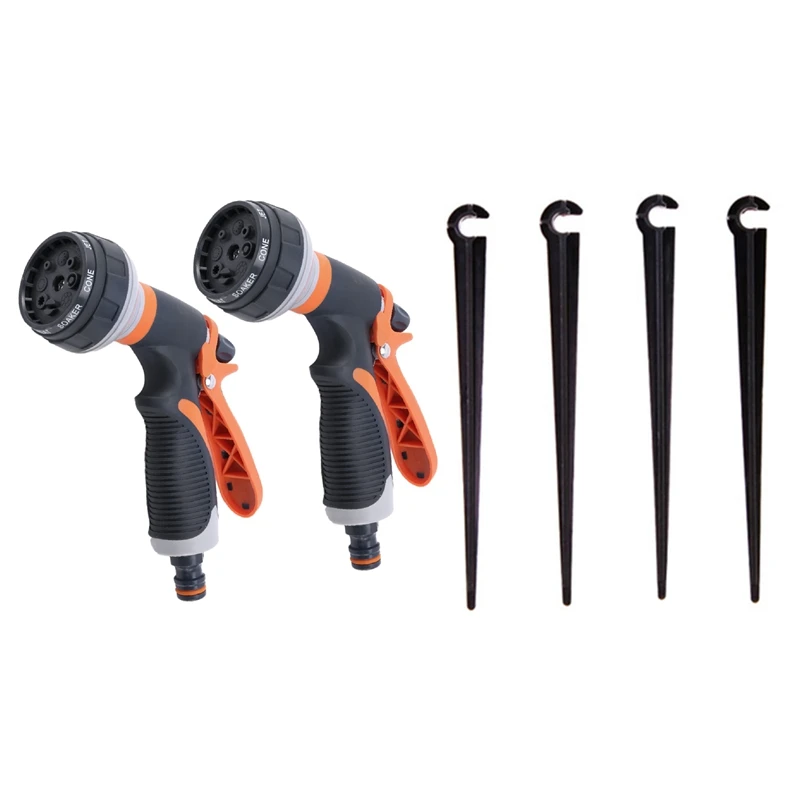 

2 Pcs Garden Hose Nozzle, Adjustable Hose - High Pressure Hand Sprayer & 300 Pcs Hose Holder Plastic Bracket 11Cm