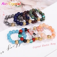 natural crystal elastic ring healing gemstone handmade creative womens crystal bead adjustable fashion ring elegant jewelry