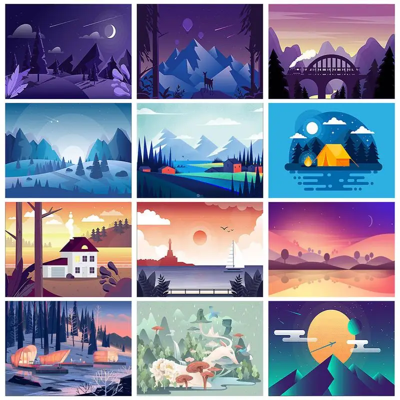 

RUOPOTY Abstract Painting By Numbers Handicrafts Coloring By Numbers Home Decors Dreamy Landscape Number Painting Artwork