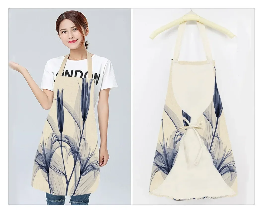 1 шт. Женский фартук с цветочным рисунком лотоса 55 х68 см