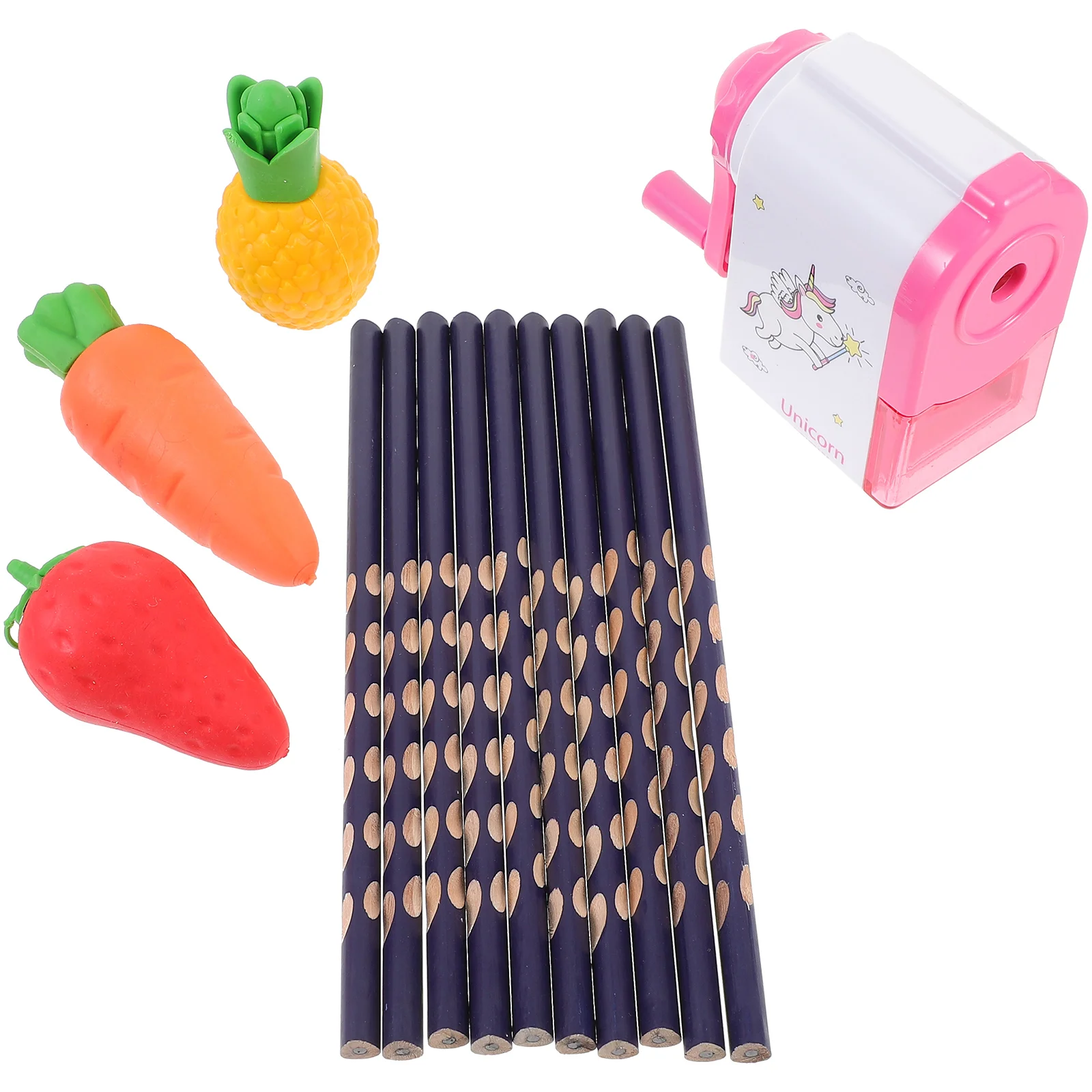 

1 Set of Eraser Sharpener Corrective Grip Pencils 2B Holes Pencils Portable Students Wood Pencils