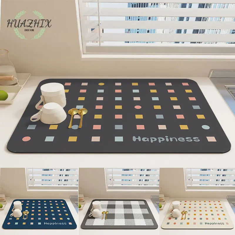 

Absorbent Coffee Dish Pad Quick Drying Kitchen Antiskid Drained Placemat Mat for Dining Table Draining Modern Home Decoration