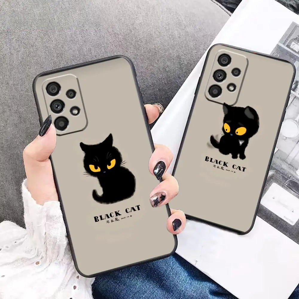 

Case For Samsung A11 A12 A13 A14 A21s A22 A23 A31 A32 A33 A41 A42 A51 A52 A52s A53 A73 4G 5G Case Cartoon Little Black Cat