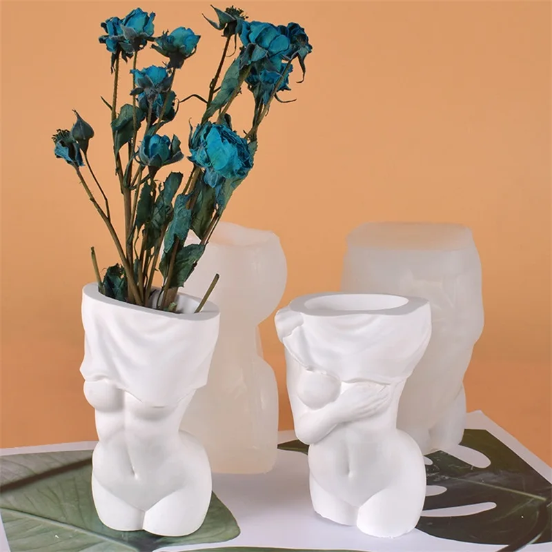 

3D Flower Vase Silicone Mold DIY Sexy Woman Body Plaster Flowerpot Molds Dried Flower container Concrete Cement Mould Home Decor