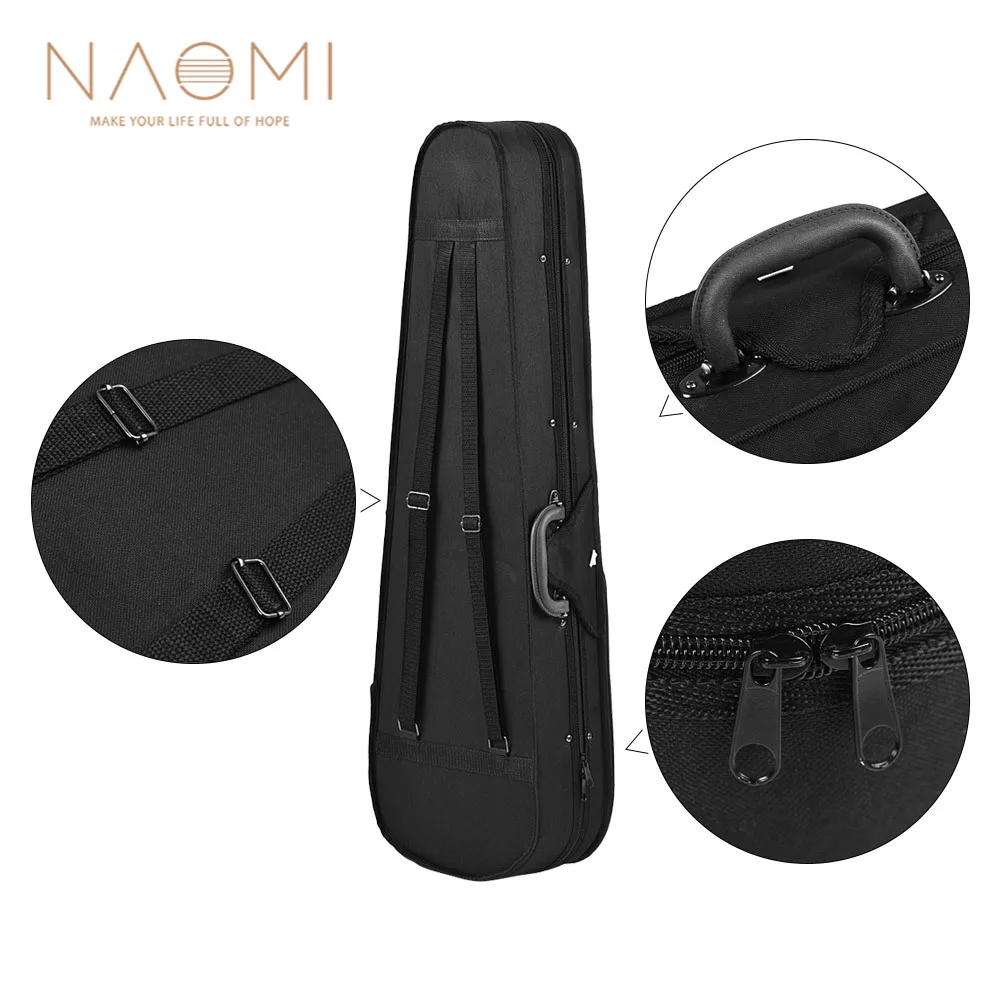 Violin Case 1/4 Size Durable Super Light Fiber Glass Violin Case with Hygrometer Backpackable (Black)