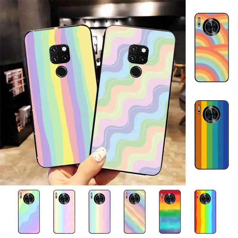 

Colorful Rainbow Stripe Phone Case For Huawei Nova 3I 3E mate 20lite 20Pro 10lite Luxury funda case