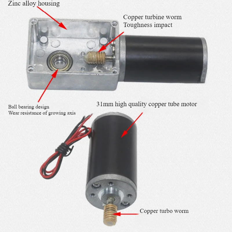 Реверсивный червячный мотор-редуктор с самоблокирующейся регулируемой