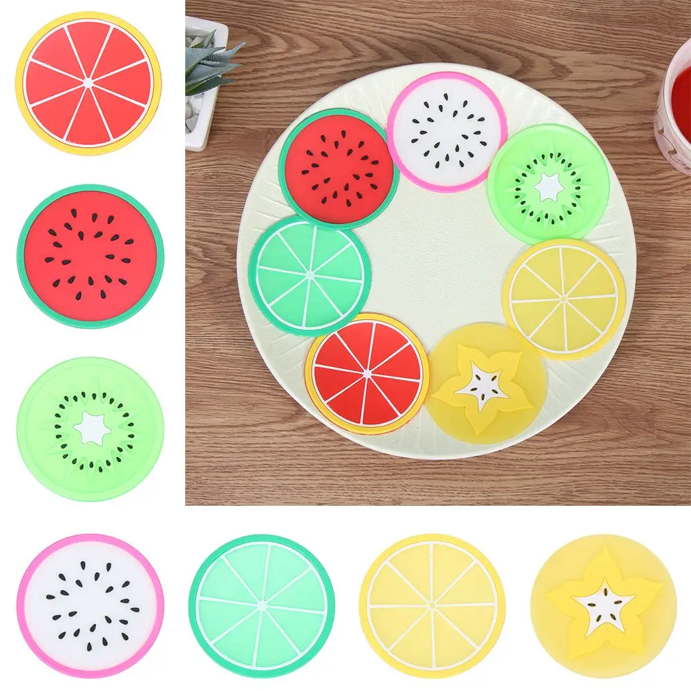 

Kitchen Cup Mats Family Office Insulation Silicone Coaster Non-slip Coasters Fruit Shape Heat Insulation Mat Bowl Pad