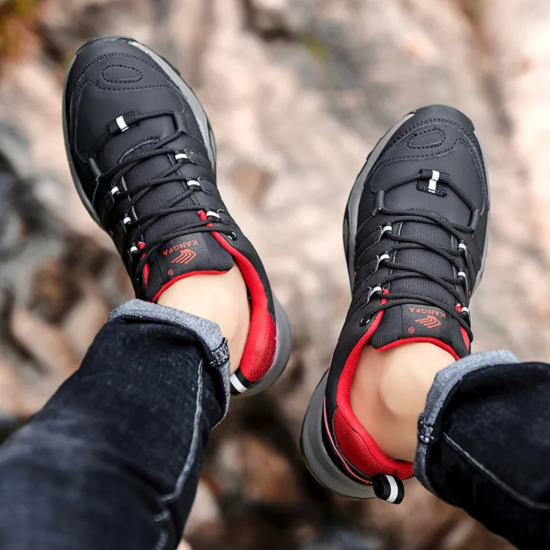 Size 39-47 Black Anti-slip Men's Hiking Shoes Men Walking Shoes Comfortable Breathable Male Trekking Shoes Zapatos De Senderismo