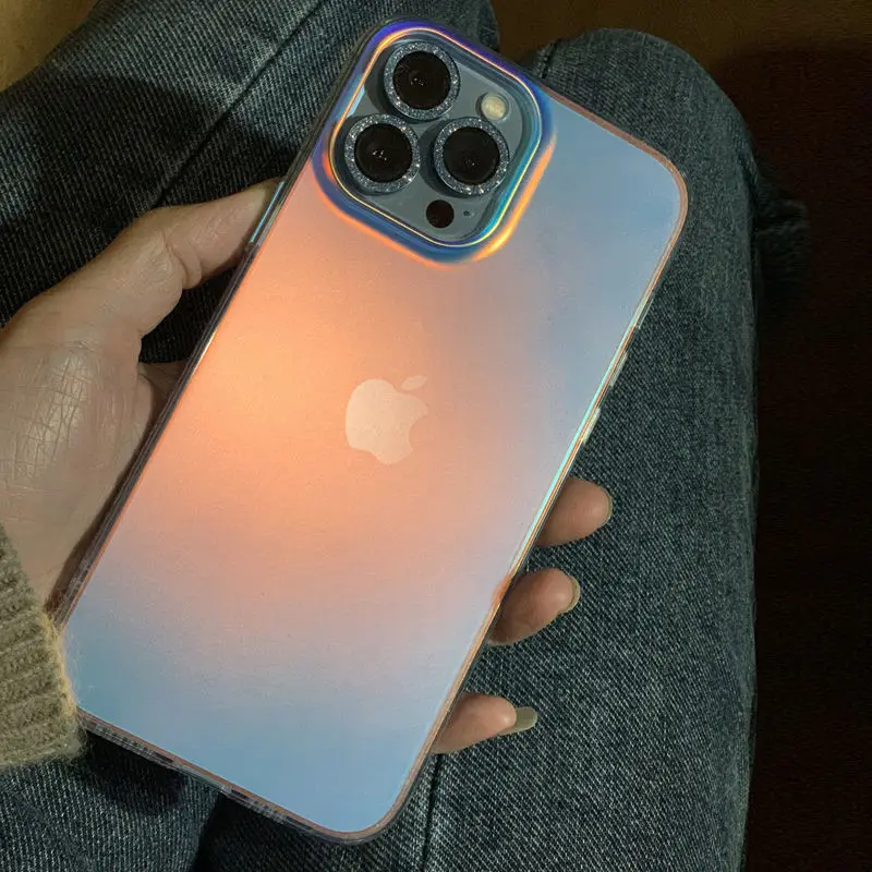 Luxury Rainbow Laser Aurora Phone Case for iPhone 14 13 Pro Max 12 11 XS X XR 7 8 Plus Transparent Soft Shockproof Back Cover