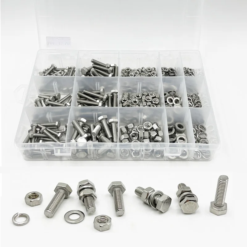 510 шт./комплект болты с шестигранной головкой и шайбой из нержавеющей стали