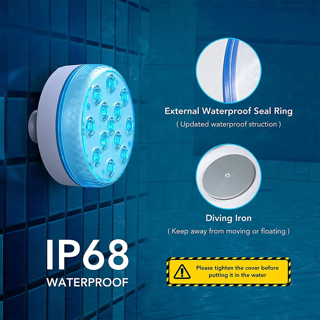 

Waterproof Underwater Light LED Color Changing Lamp Suction Cup Decorative Outdoor Fountain Decor Party Festival