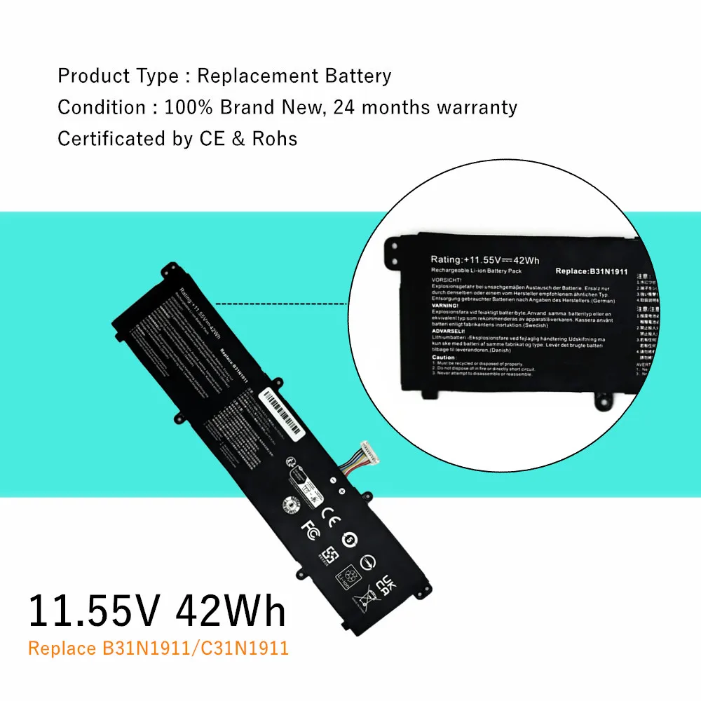 Фото Аккумулятор C31N1911 для ноутбуков ASUS VivoBook 14 R438IA, S413, S413DA, S433, S433EA, X413, X413EA, X421, X421DA, Flip 14 TP420, TM420, TP470E №3