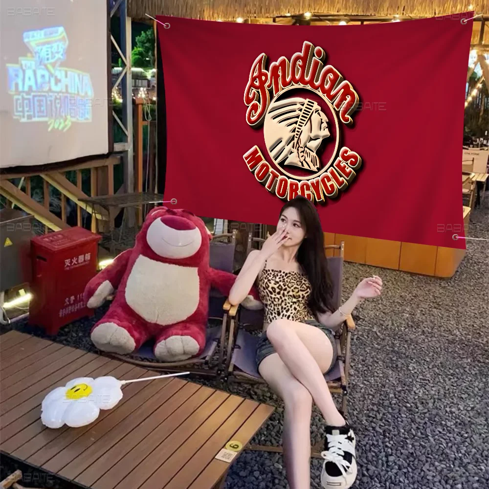 Индийские Мотоциклы баннер Художественная печать японский настенный флаг Аниме