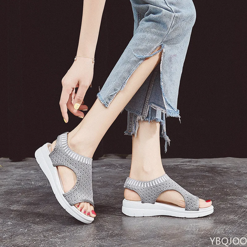 

Sandals women summer 2021 new open toed flat Roman women sandals flying woven hollow platform sports sandals flat sandals