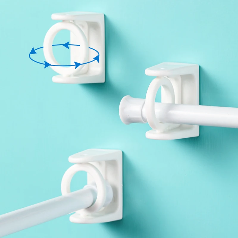 Strong Curtain Rod Bracket Holders Hooks Self-adhesive Holder Clothes Rail Toilet Bathroom kitchen Accessories 2pc |