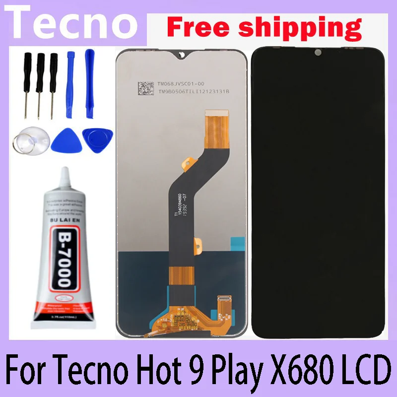 Новый ЖК-дисплей 6,82 дюйма для Tecno Infinix Hot 9 Play/X680, ЖК-дисплей, сенсорный экран в сборе, дигитайзер, замена