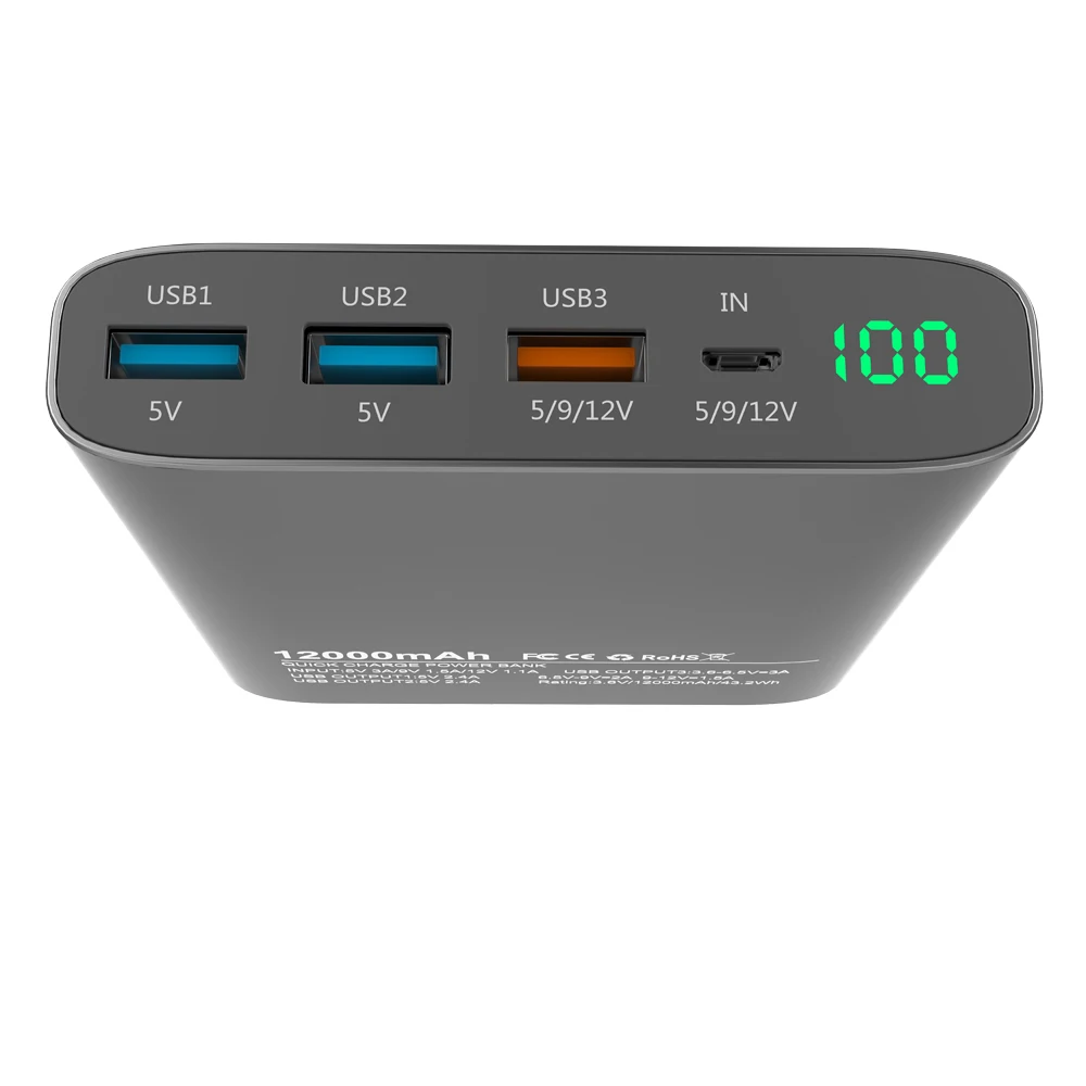 

Slim Fast Charging Powerbank 12000mAh QC 3.0 Power Bank