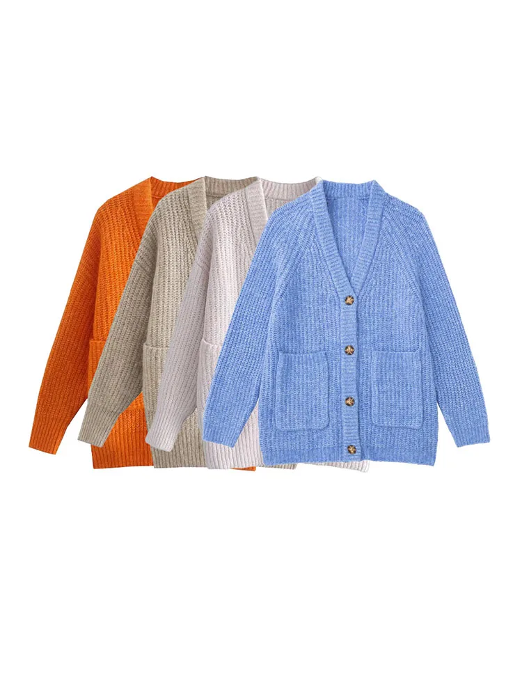 

Женский трикотажный кардиган в рубчик, винтажный Кардиган с длинным рукавом и карманами, верхняя одежда, шикарные топы, осень 2022