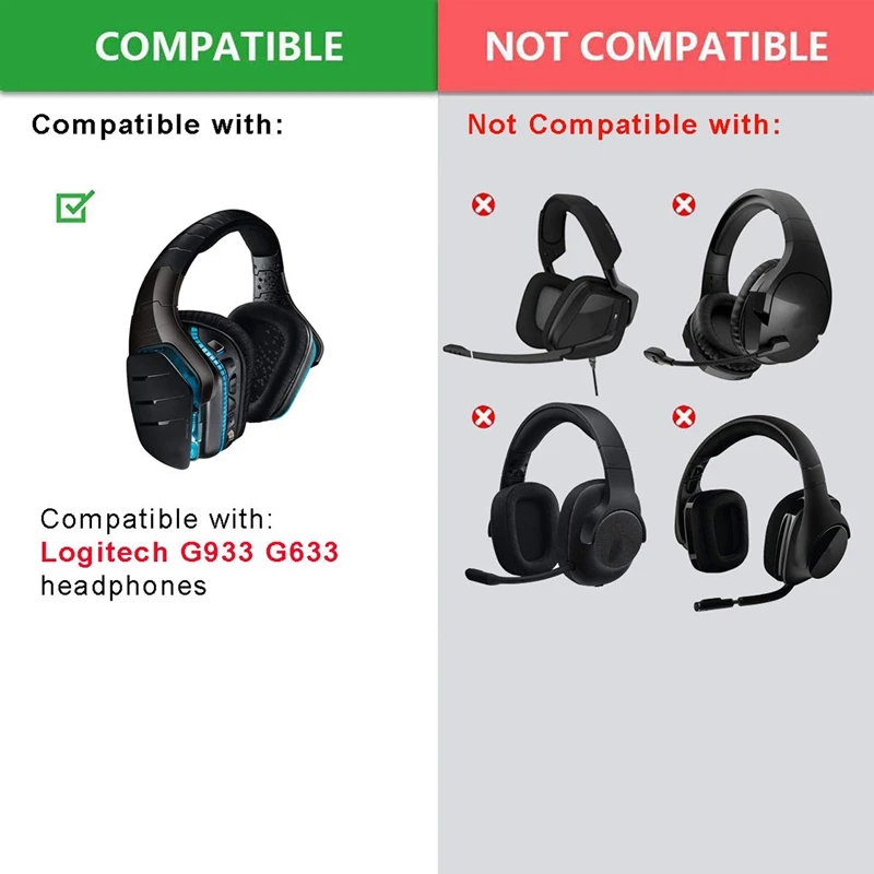 1 пара поролоновых амбушюров кожаные амбушюры для наушников Logitech G933 G935 G633 / G 933 935