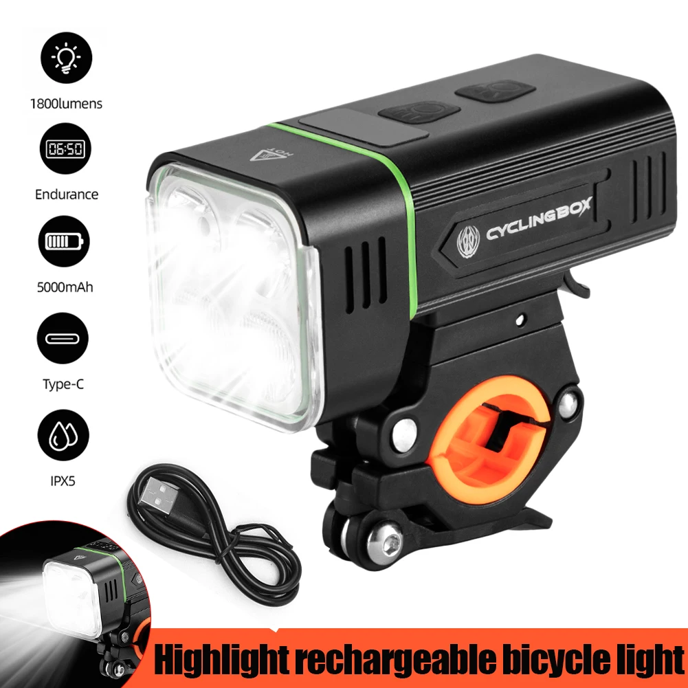 

Bicycle Headlight USB Rechargeable Aluminum Front Light IPX5 Waterproof Far/Near Lighting Head Lamp Cycling Accessories