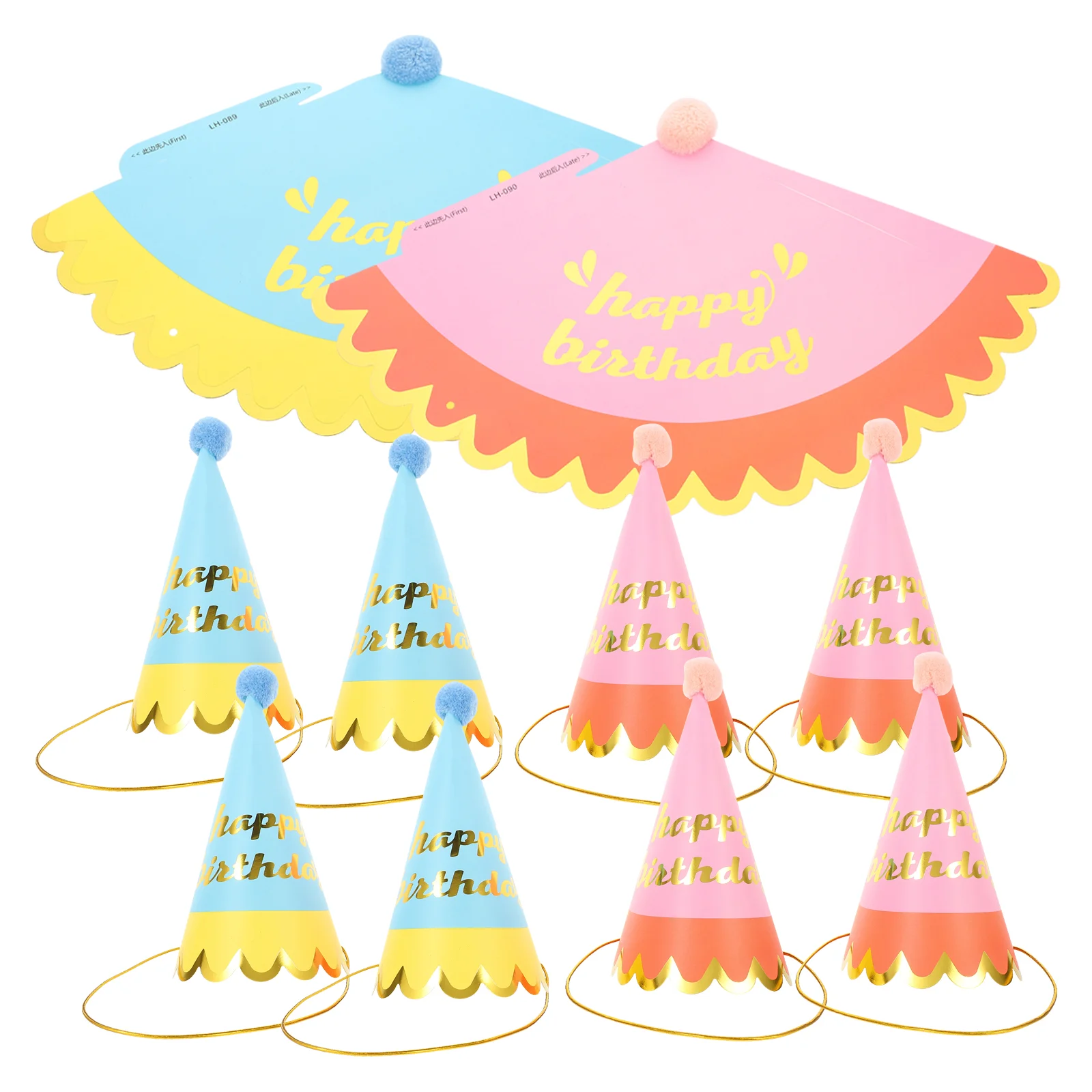 

10pcs Kids Birthday Hats Paper Cone Hats Birthday Party Headwear Cone Hats Props